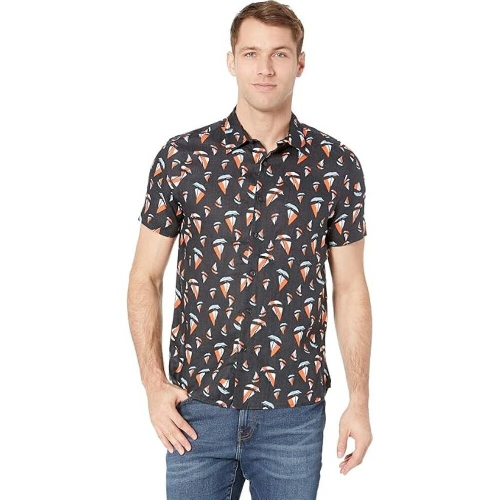 Perry Ellis Men's Untucked‎ 100% Linen Print Shirt Large